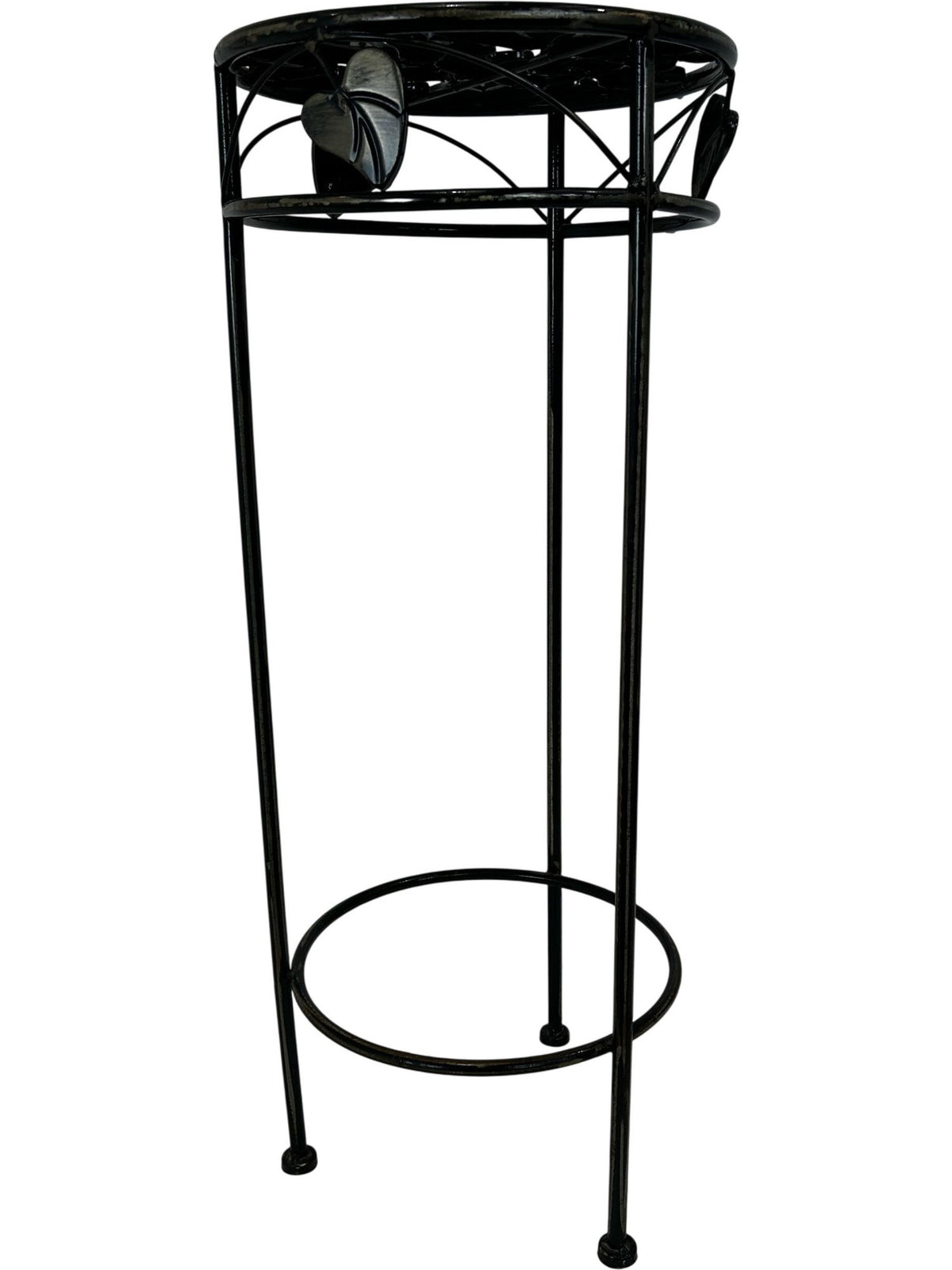 Black Metal Plant Stand with Leaf Design (Pre-Loved)