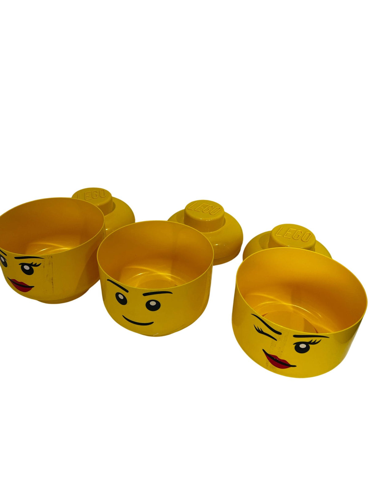 LEGO Large Storage Head Containers Set of 3 Yellow Faces Stackable (Pre-Loved)