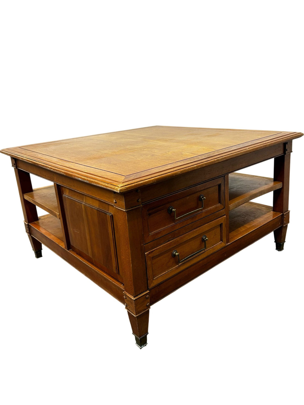 Wooden Square Coffee Table with Drawers & Open Storage (Pre-Loved)