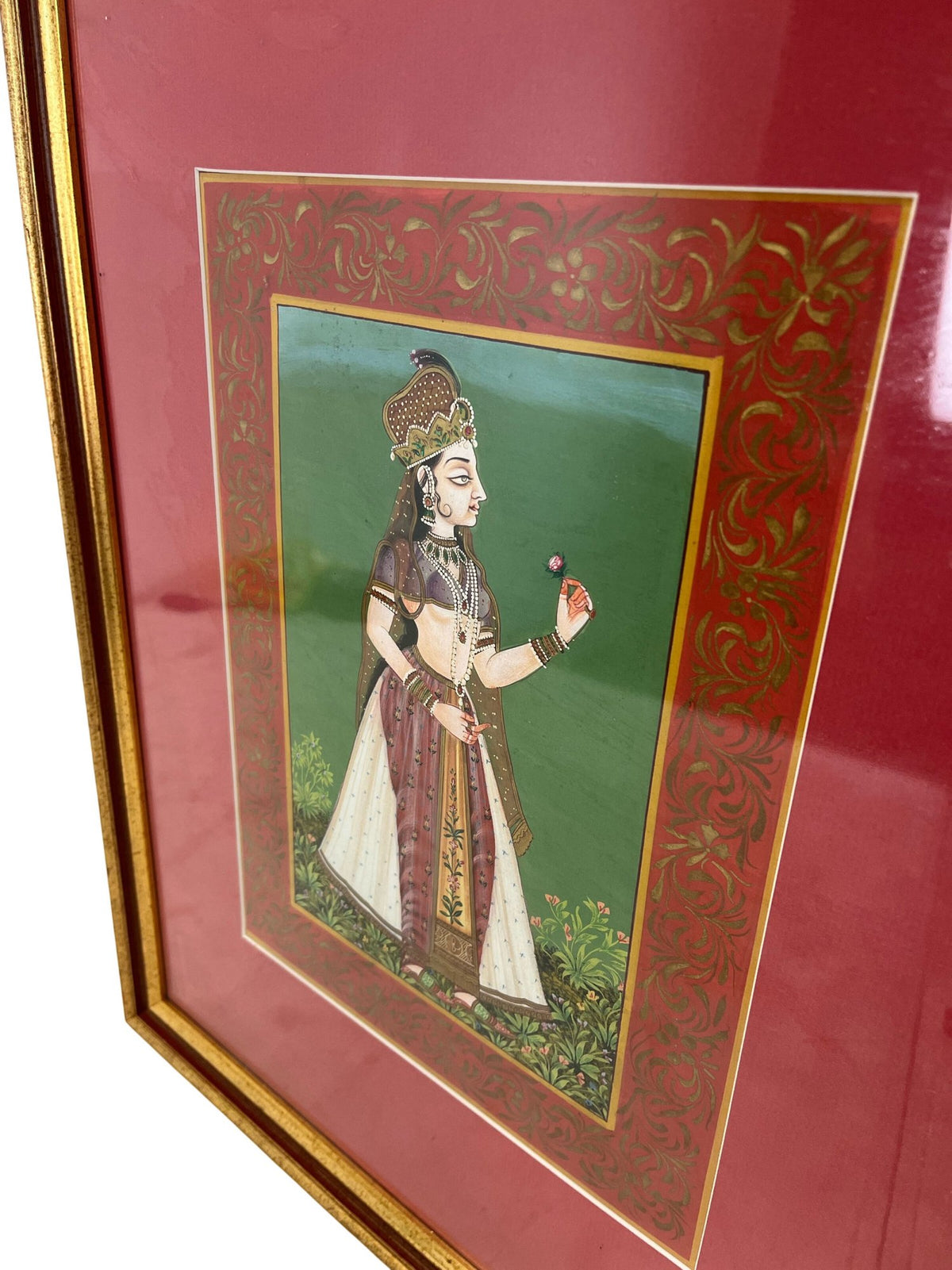 Pair of Framed Indian Miniature Paintings in Gold Frames (Pre-Loved)