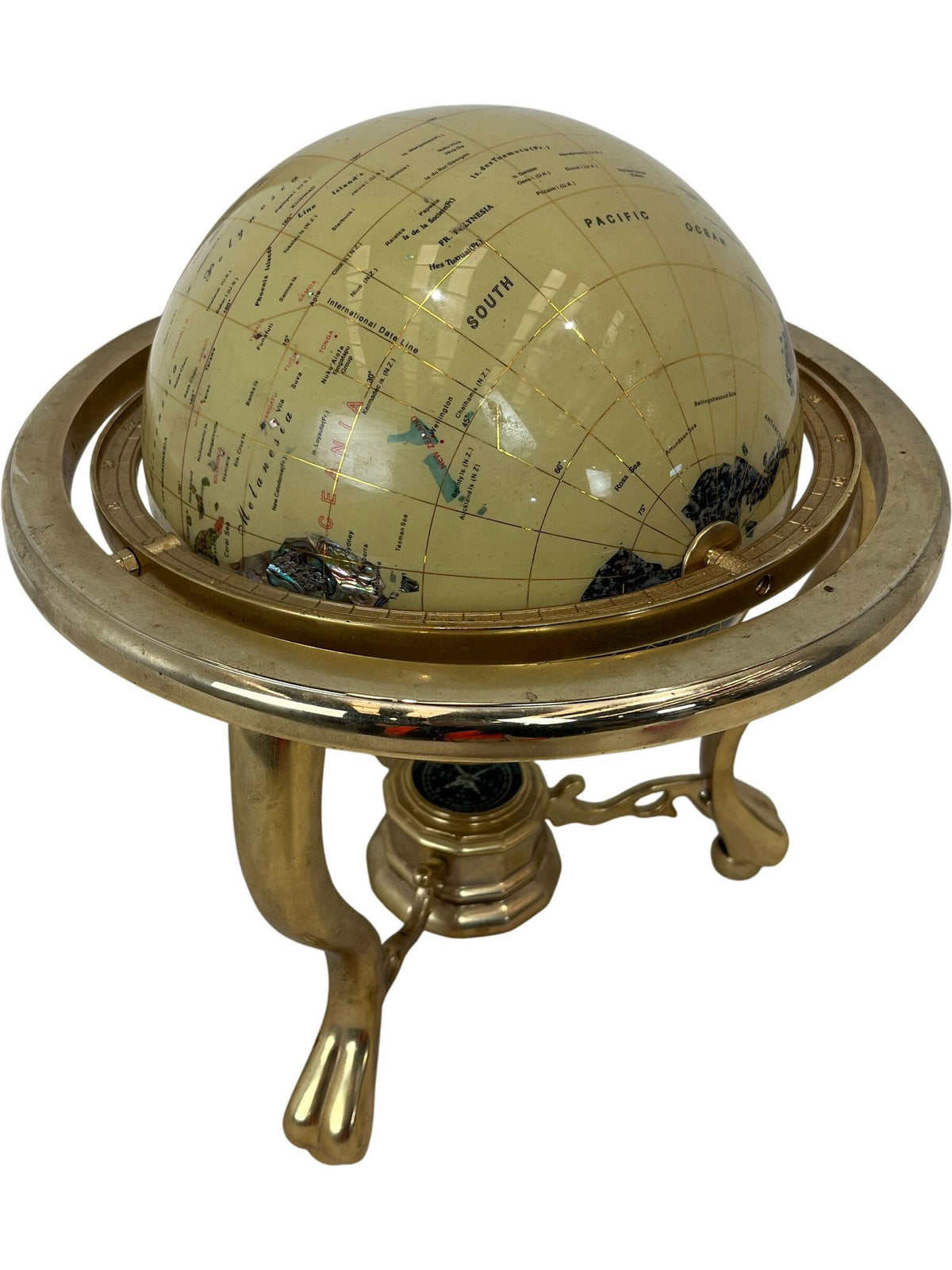 Vintage Mother Of Pearl Style Gemstone Tabletop Globe (Pre-Loved)