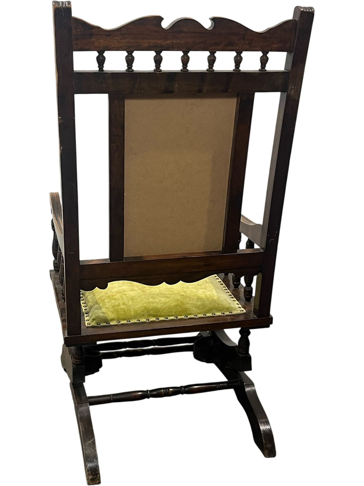 Vintage Wooden Rocking Chair with Green Upholstery (Pre-Loved)