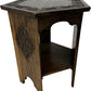 Hexagonal Carved Wooden Side Table with Lower Shelf Dark Oak Style (Pre-Loved)