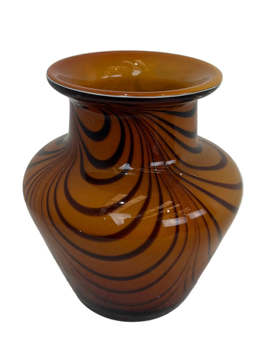 Vintage Style Striped Brown Glass Vase (Pre-Loved)
