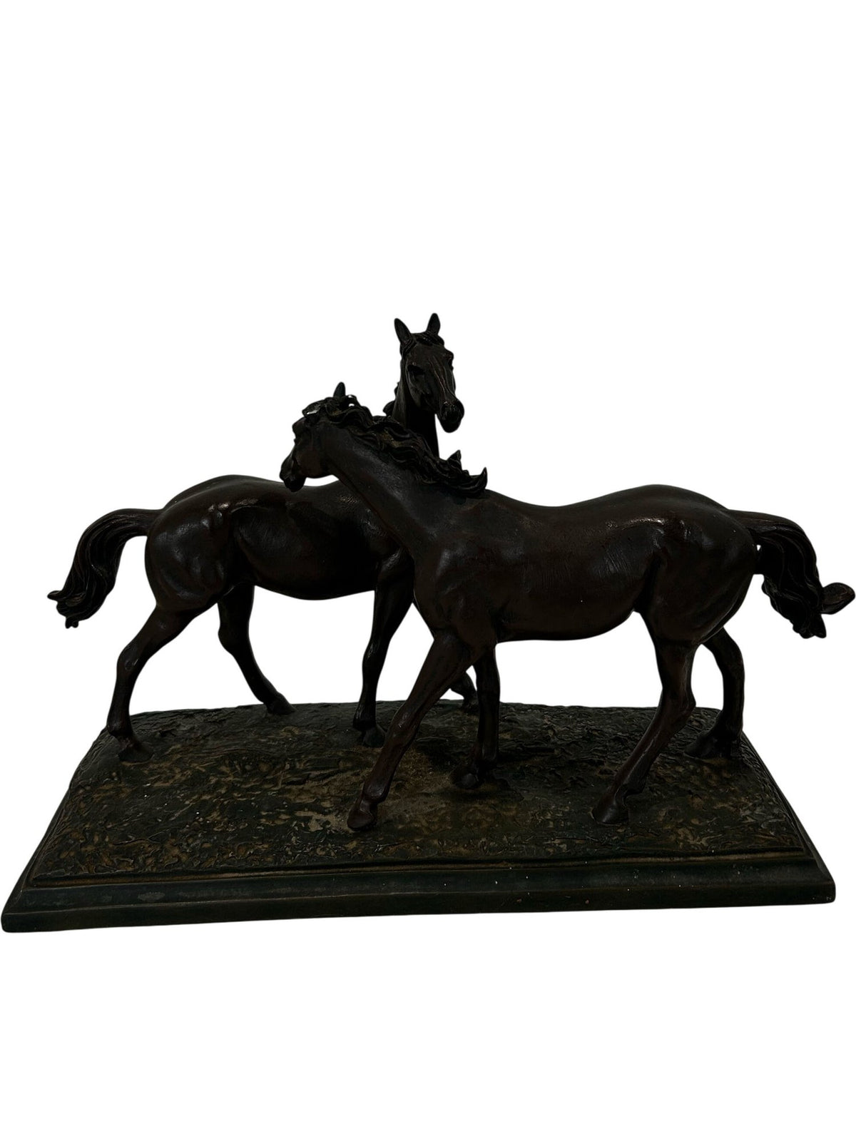 Bronze Effect Three Horse Equestrian Sculpture on Base (Pre-Loved)