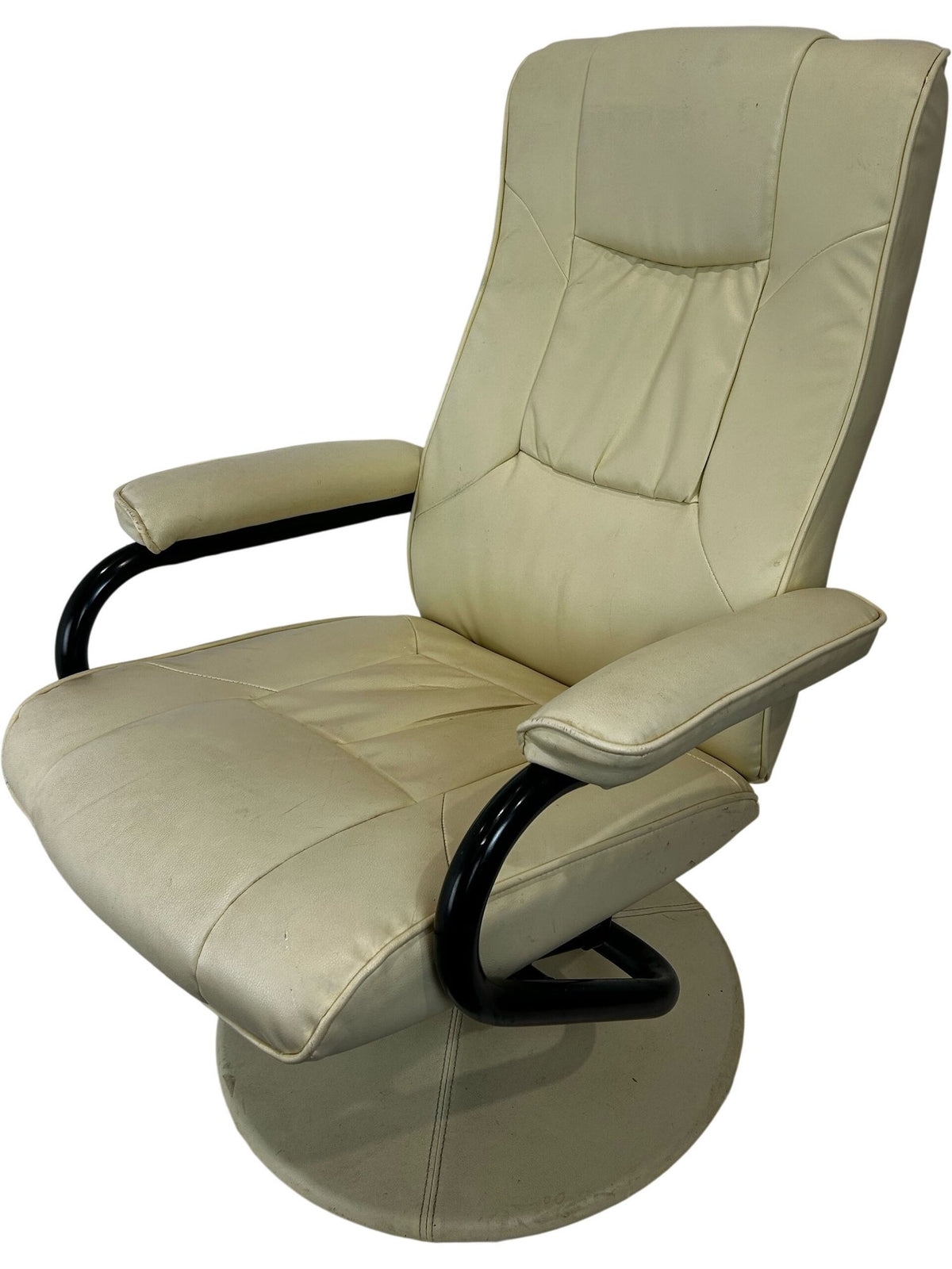 Cream Swivel Recliner Lounge Chair High Back Pedestal Base Armchair (Pre-Loved)