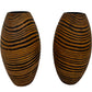 Pair Brown Black Striped Textured Decorative Vases 35cm (Pre-Loved)