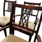 Set of 4Wooden Armchairs Upholstered Seats Lattice Back Antique Style(Pre-Loved)
