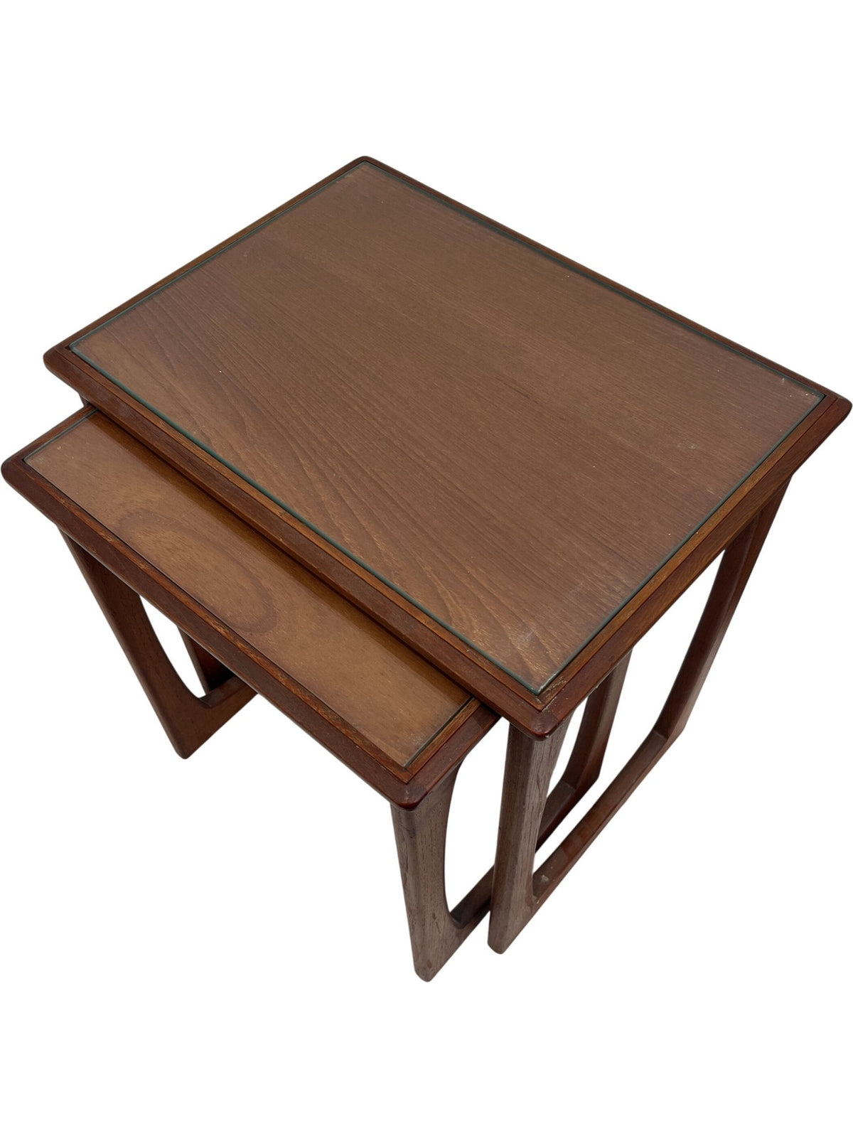 Vintage Mid Century G-Plan Style Nesting Table Set Glass Tops (Pre-Loved)