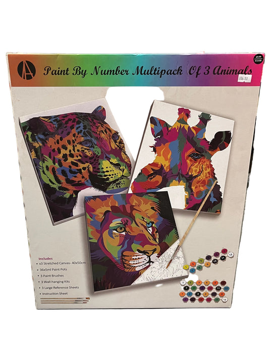 Paint By Numbers Multipack Of 3 Animals (Pre-Loved)