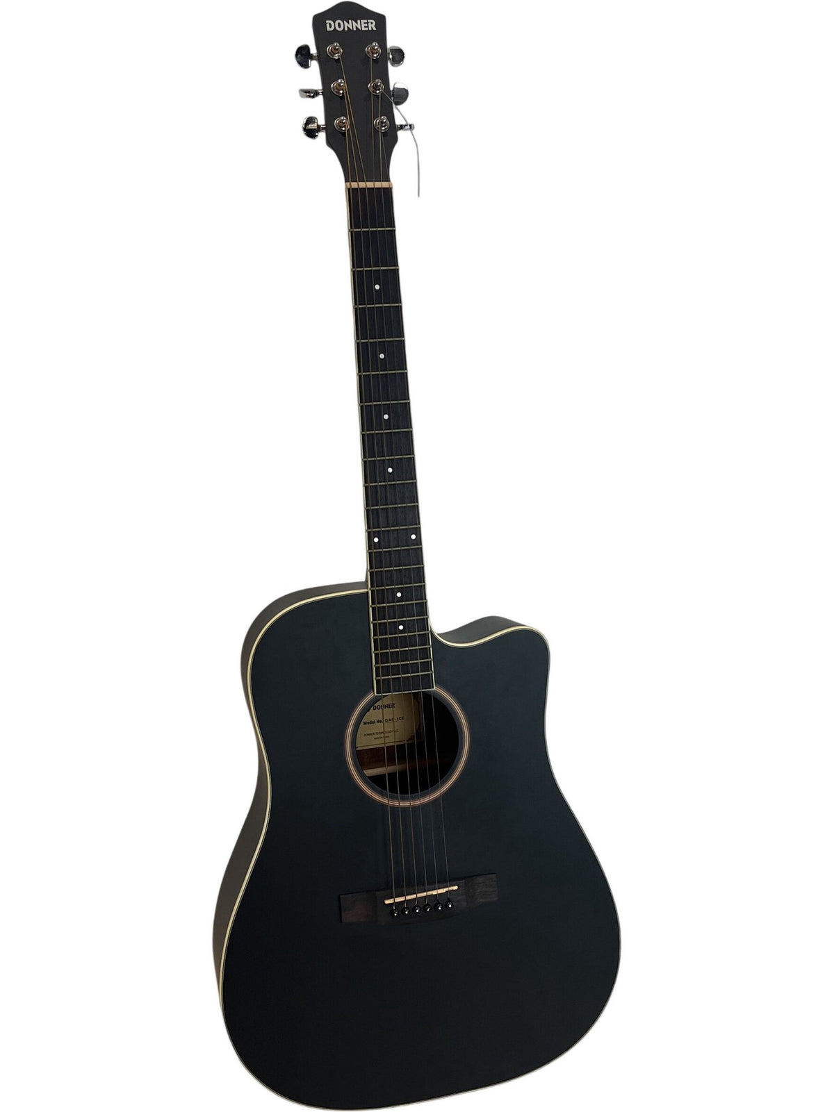 Donner DAG-1CB Matte Black Acoustic Guitar With Strap And Bag (Unused)