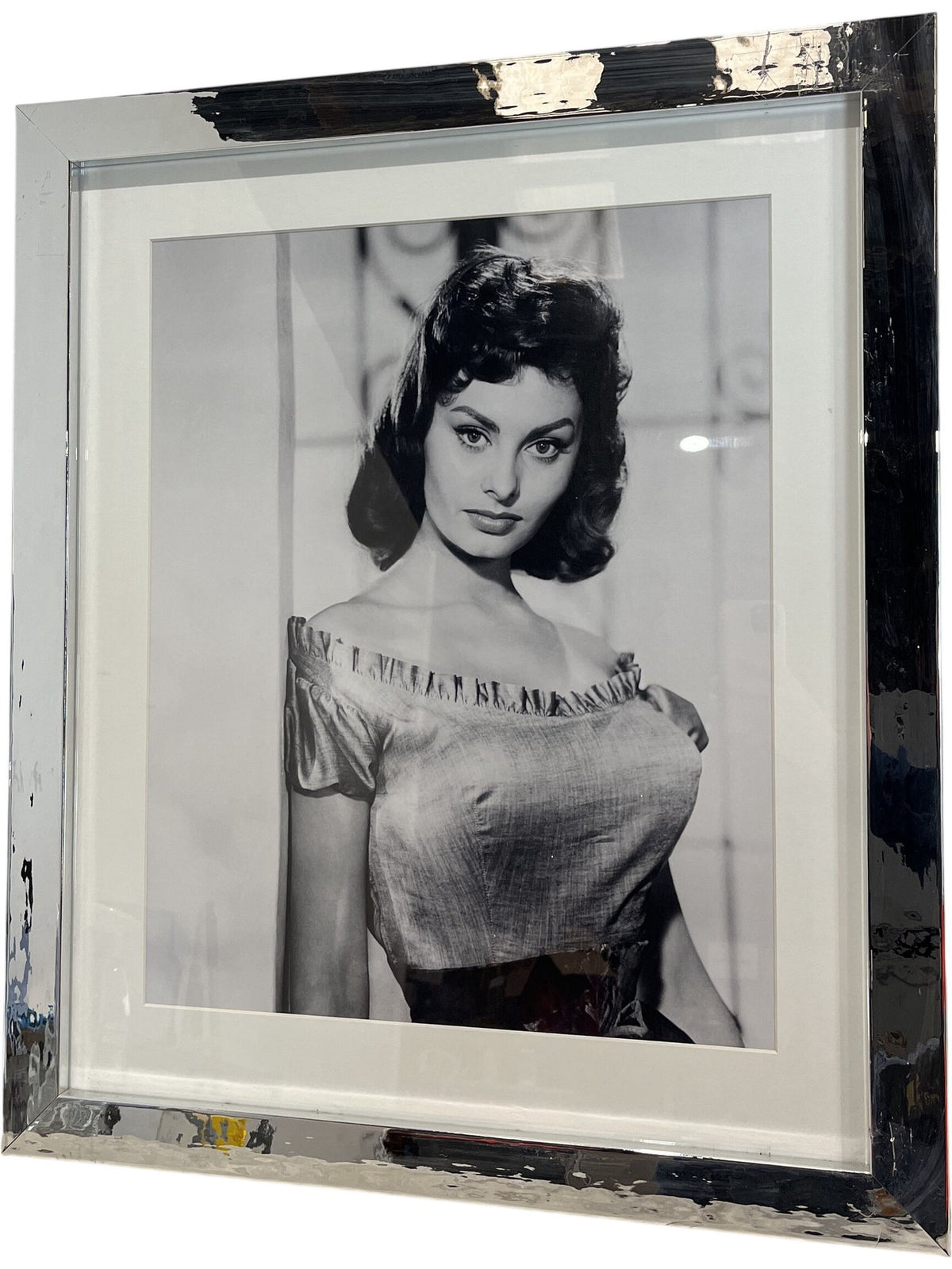 Classic Black & White Sophia Loren Silver Framed Portrait Photograph (Pre-Loved)