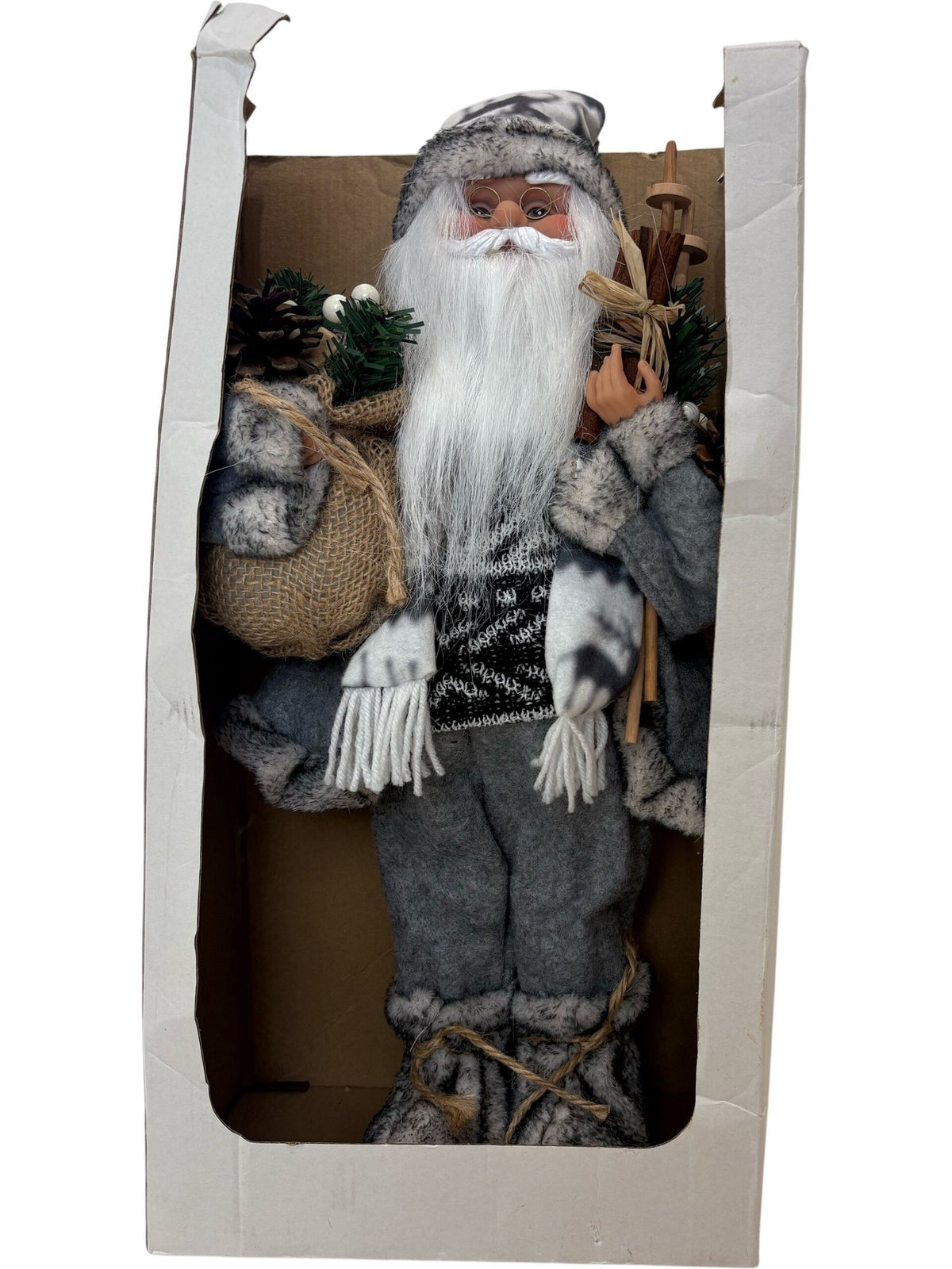 Santa Claus Christmas Figurine Grey 45cm (Pre-Loved)