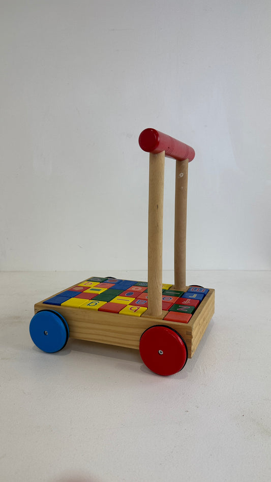 Tidlo Wooden Babywalker with ABC Wooden Blocks (Pre-loved)