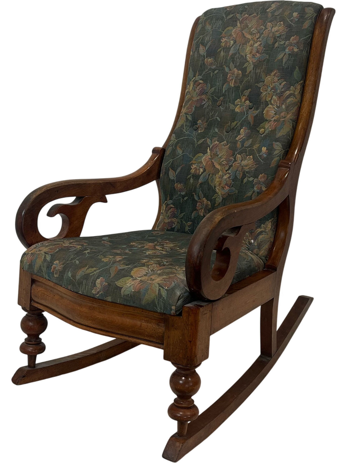 Vintage Floral Wooden Rocking Chair (Pre-Loved)