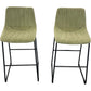 Pair Of Green Upholstered Bar Stools Black Metal Frame (Pre-Loved)