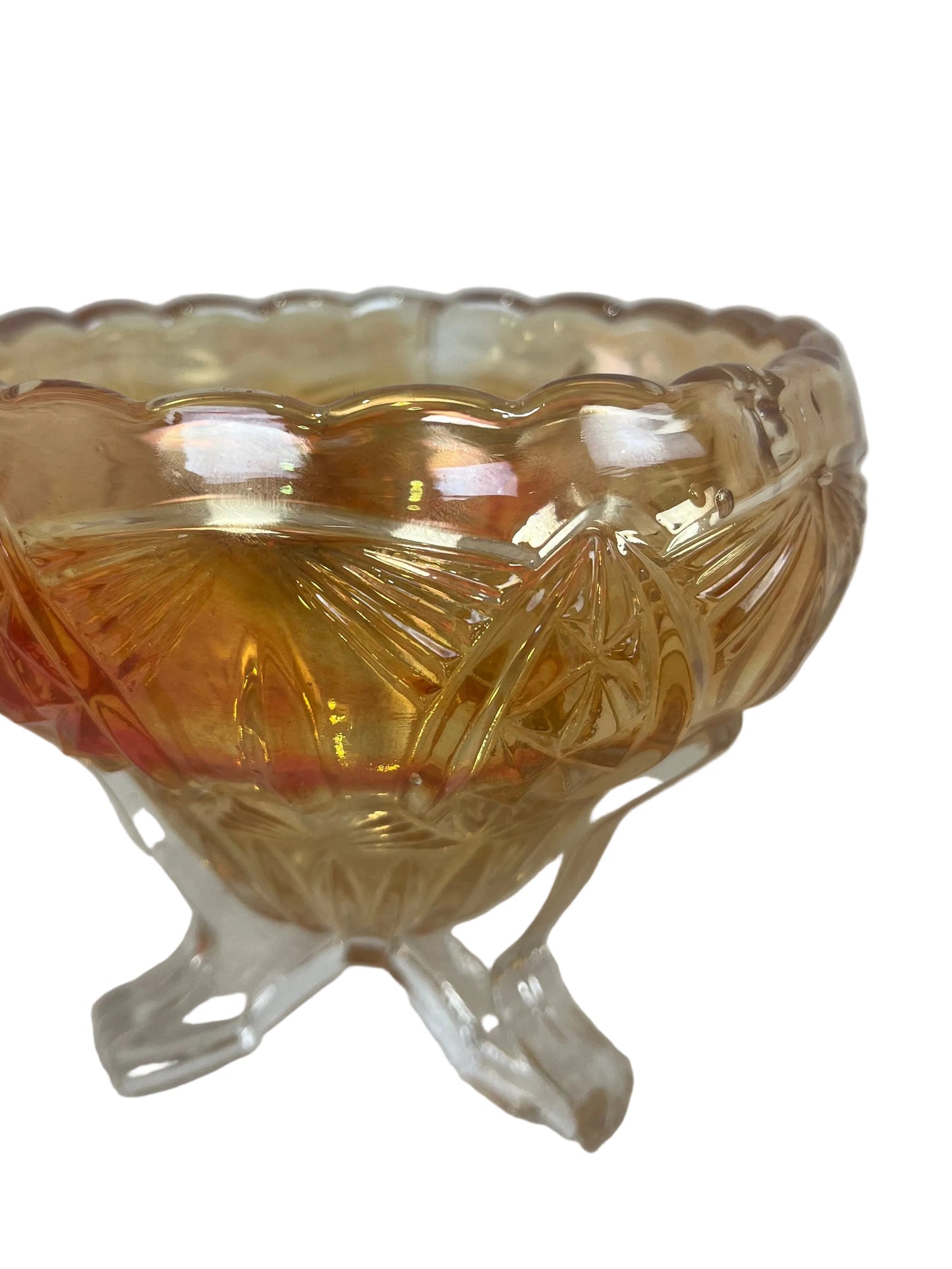 Vintage Marigold Carnival Glass Vase (Pre-Loved)