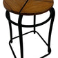 Round Wooden Stool Black Metal Frame Brown Seat (Pre-Loved)