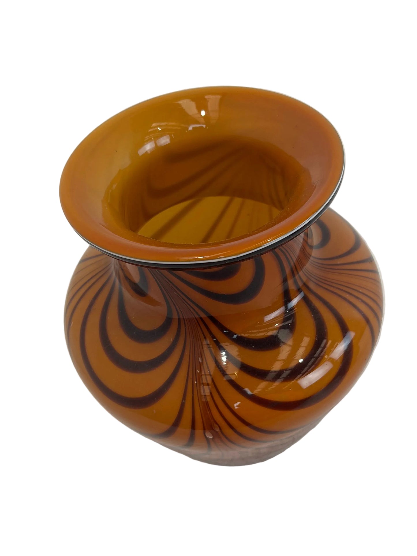 Vintage Style Striped Brown Glass Vase (Pre-Loved)