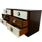 Pair of Retro 3 Drawer Bedside Cabinets Brown & Cream (Pre-Loved)