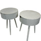 Set of 2 White Round Bedside Tables with Drawer Storage Tapered Legs (Pre-Loved)