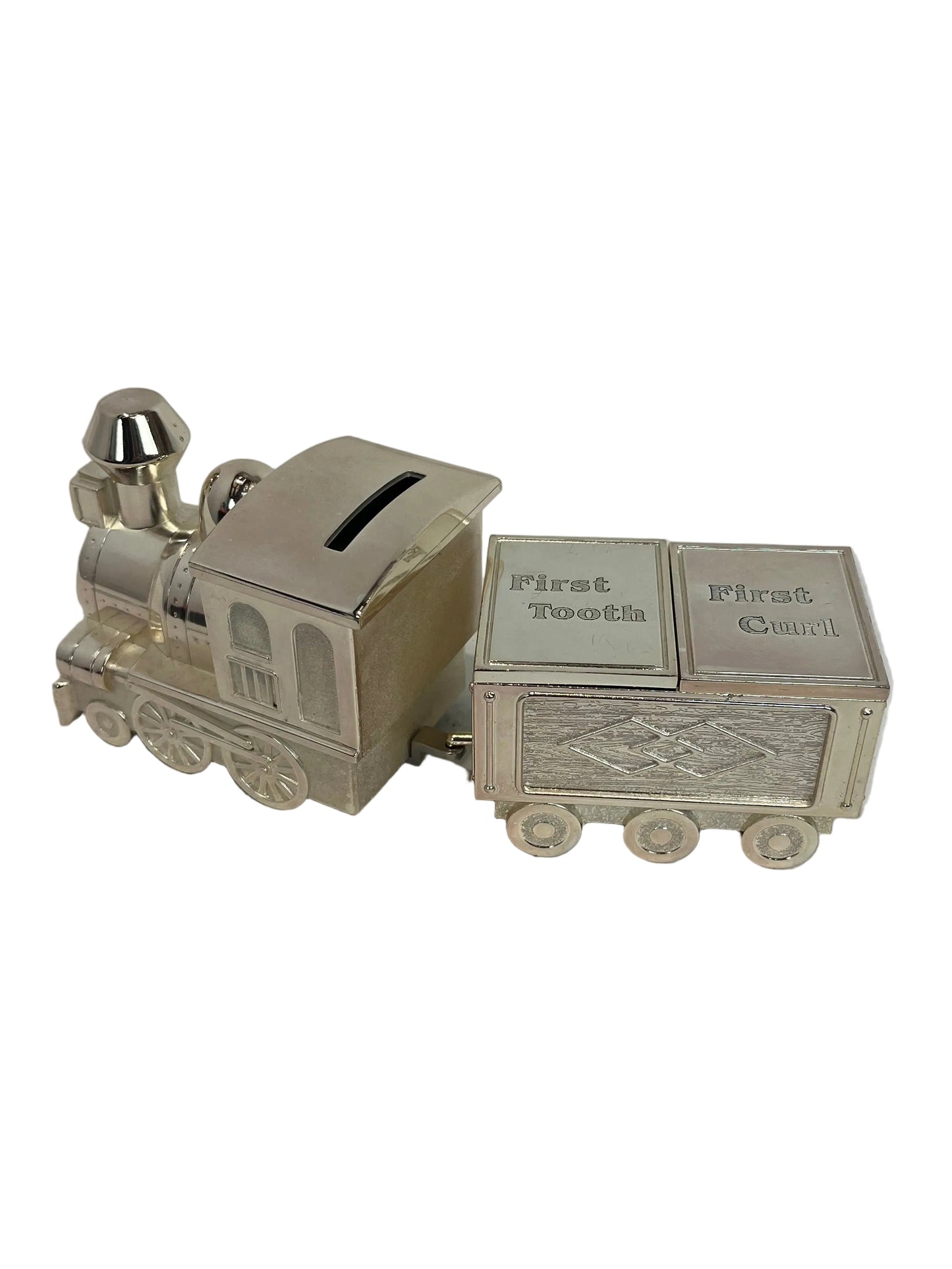 Silver-Plated First Tooth And Curl Train Money Box (Pre-Loved)