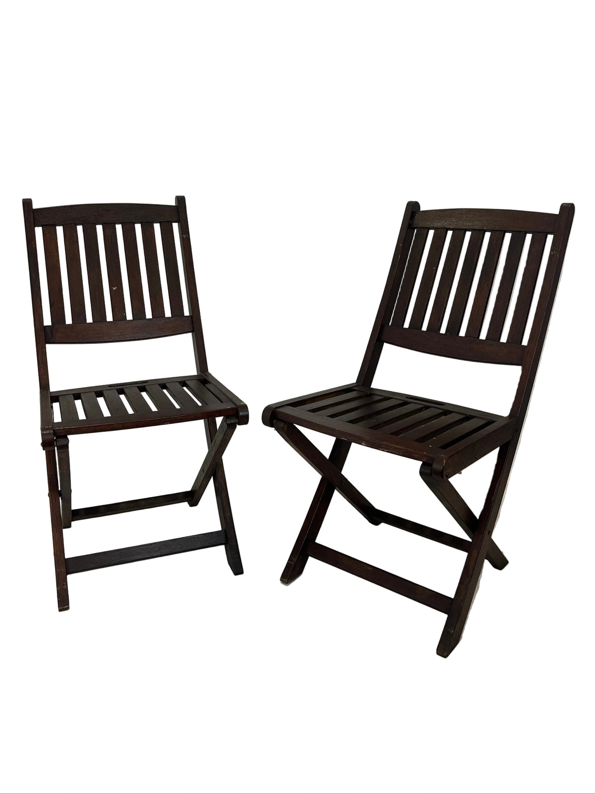 Set Of 4 Dark Brown Solid Wood Folding Chairs (Pre-Loved)