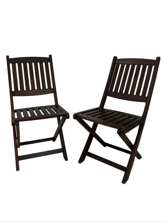 Set Of 4 Dark Brown Solid Wood Folding Chairs (Pre-Loved)