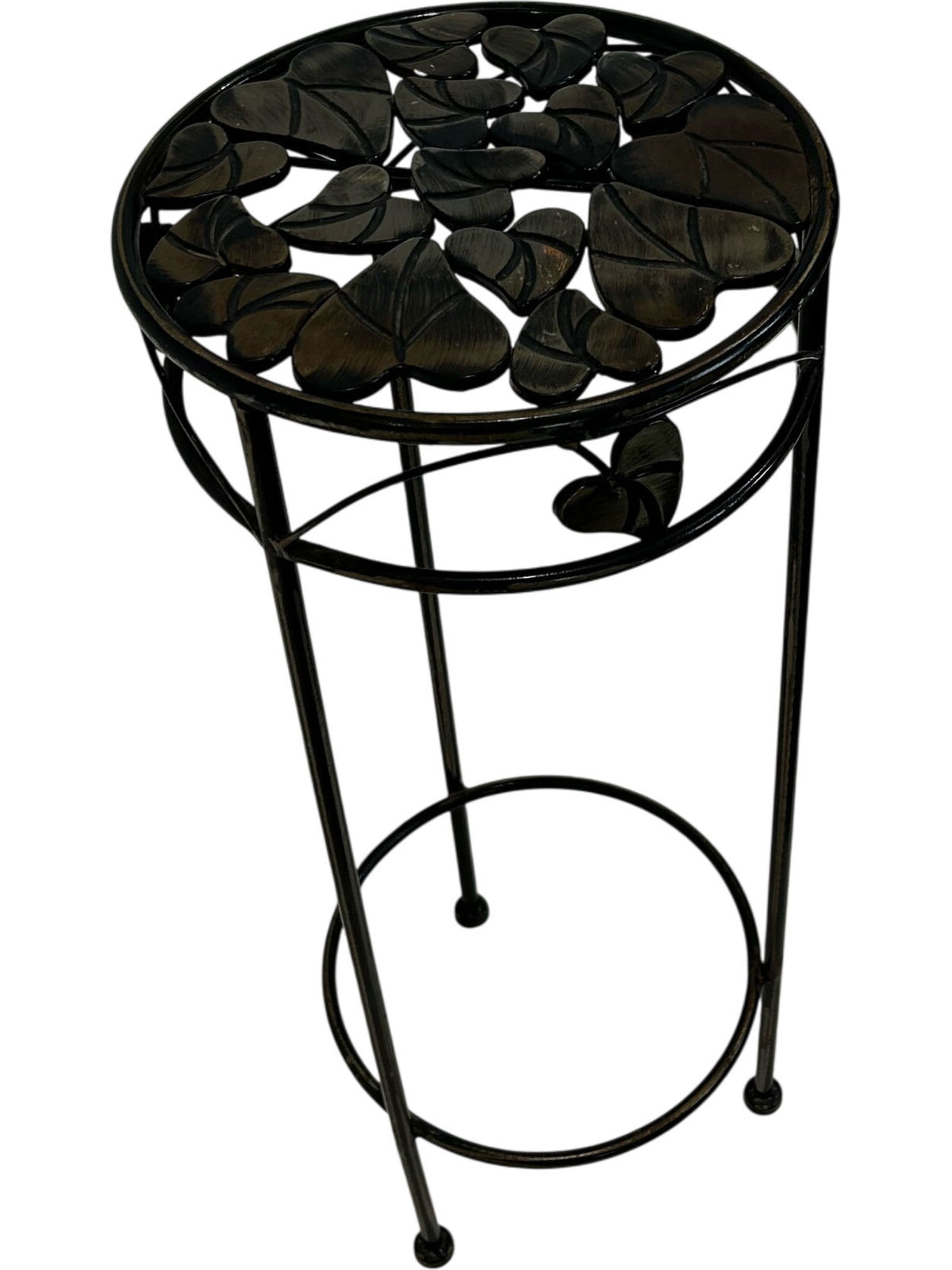 Black Metal Plant Stand with Leaf Design (Pre-Loved)