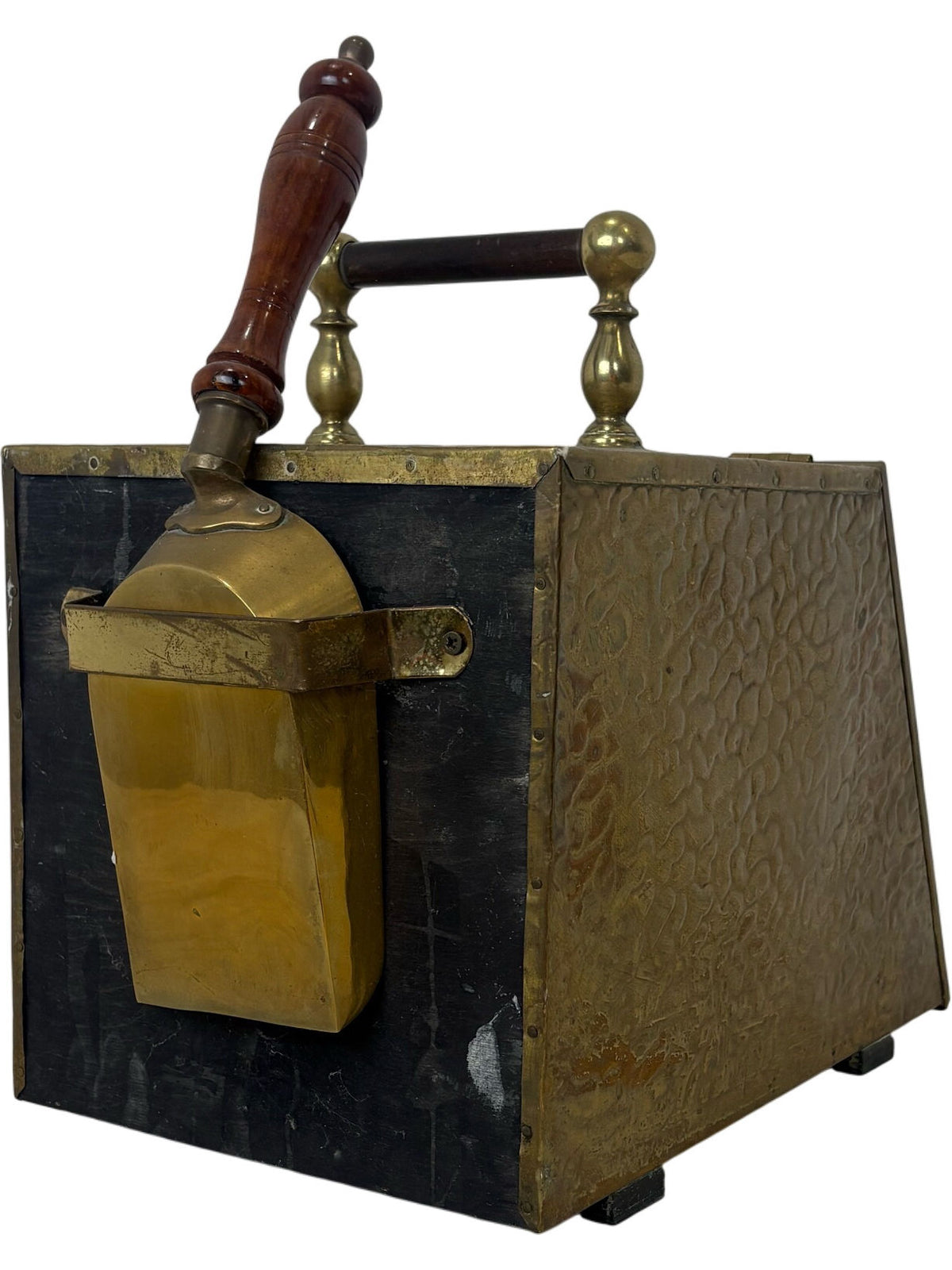 Antique Brass Coal Box with Shovel and Embossed Design Victorian (Pre-Loved)