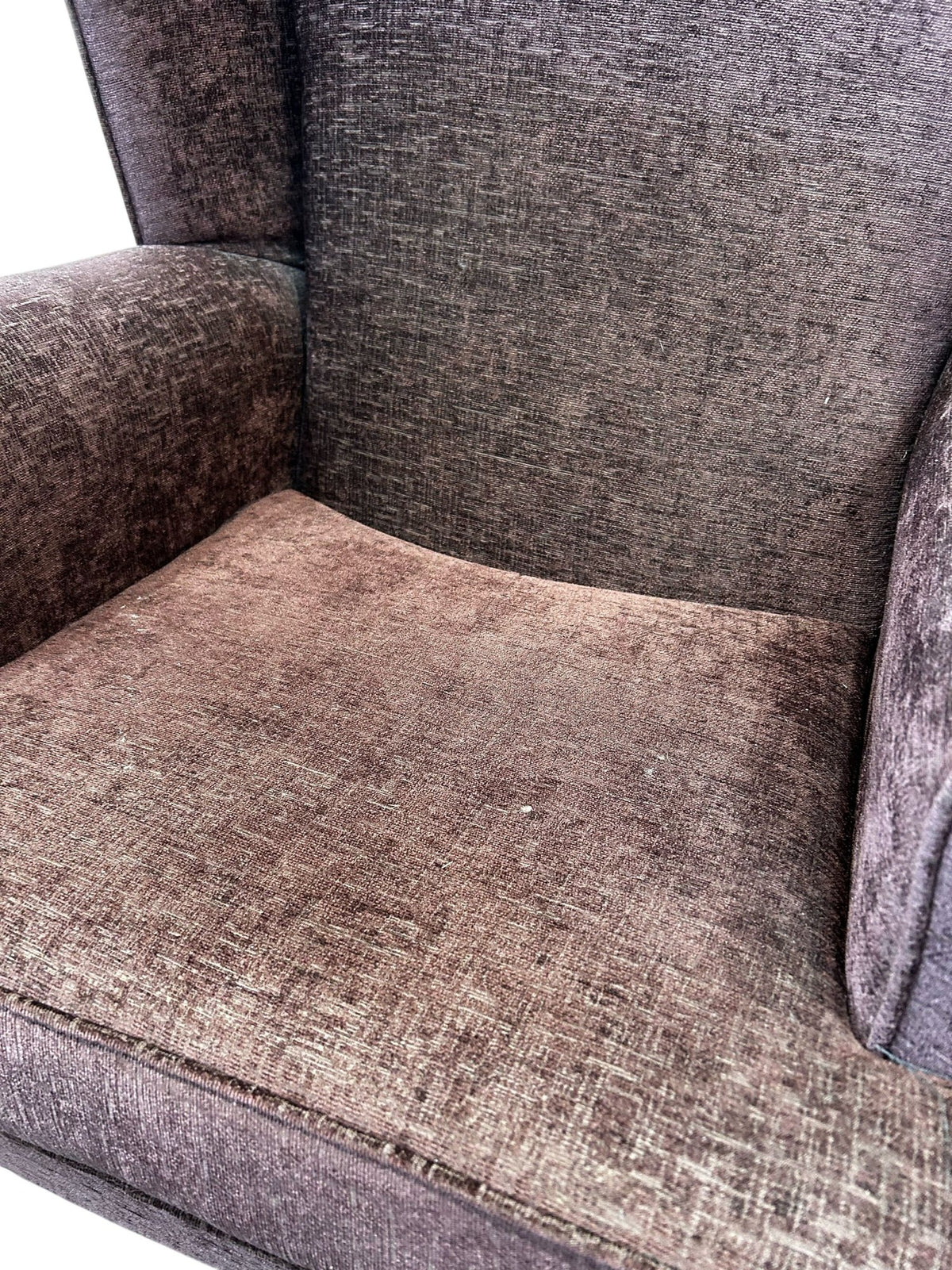 Vintage Style Brown Wingback Armchair High Back Wooden Legs (Pre-Loved)