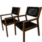 Pair Mid Century Style Wooden Armchairs Black Woven Seats (Pre-Loved)