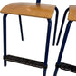Vintage Wooden School Chairs with Blue Metal Legs (Pre-Loved)