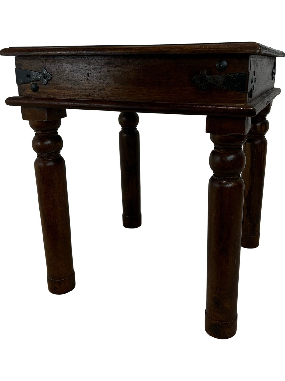 Vintage Style Wooden Side Table Oak Finish Turned Legs Accent (Pre-Loved)