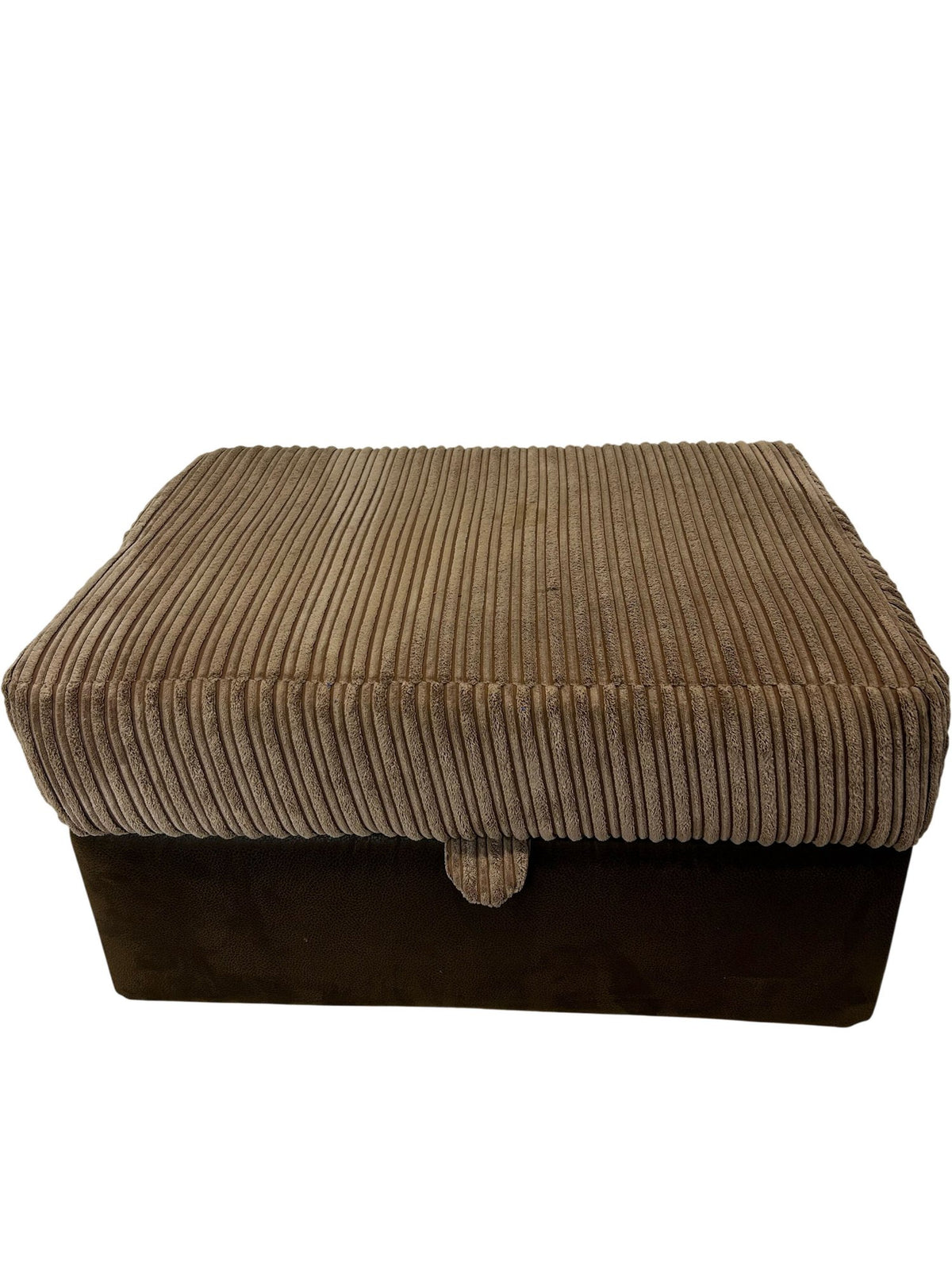 Large Brown Corduroy Storage Ottoman Footstool with Lift-Up Lid (Pre-Loved)