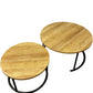 Round Coffee Table Set Black Metal Legs Wooden Top (Pre-Loved)