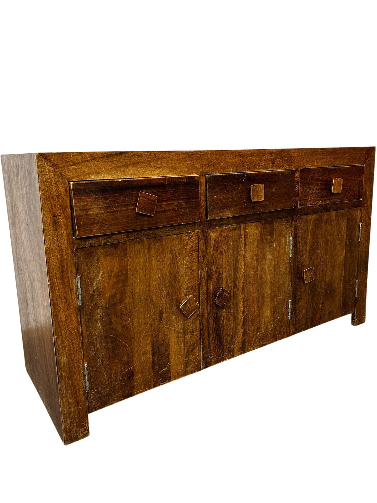 Vintage Solid Wood Sideboard with 3 Drawers & 2 Cupboards (Pre-Loved)