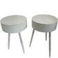 Set of 2 White Round Bedside Tables with Drawer Storage Tapered Legs (Pre-Loved)