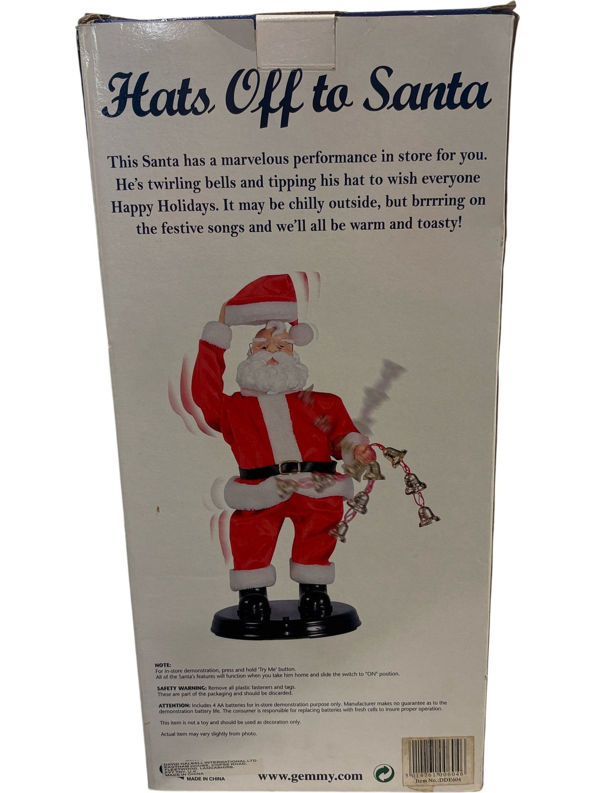 Gemmy Holiday Hats Off to Santa Musical Figurine Battery Tested (Pre-Loved)