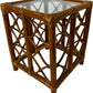 Rattan Glass Accent Table 36cm (Pre-Loved)