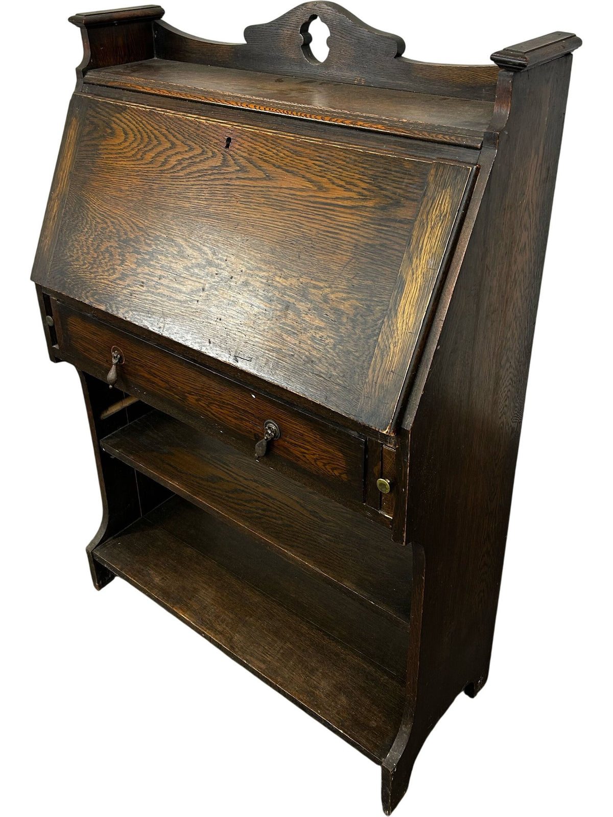Traditional Wooden Drop-Front Writing Bureau with Drawer & Shelves (Pre-Loved)