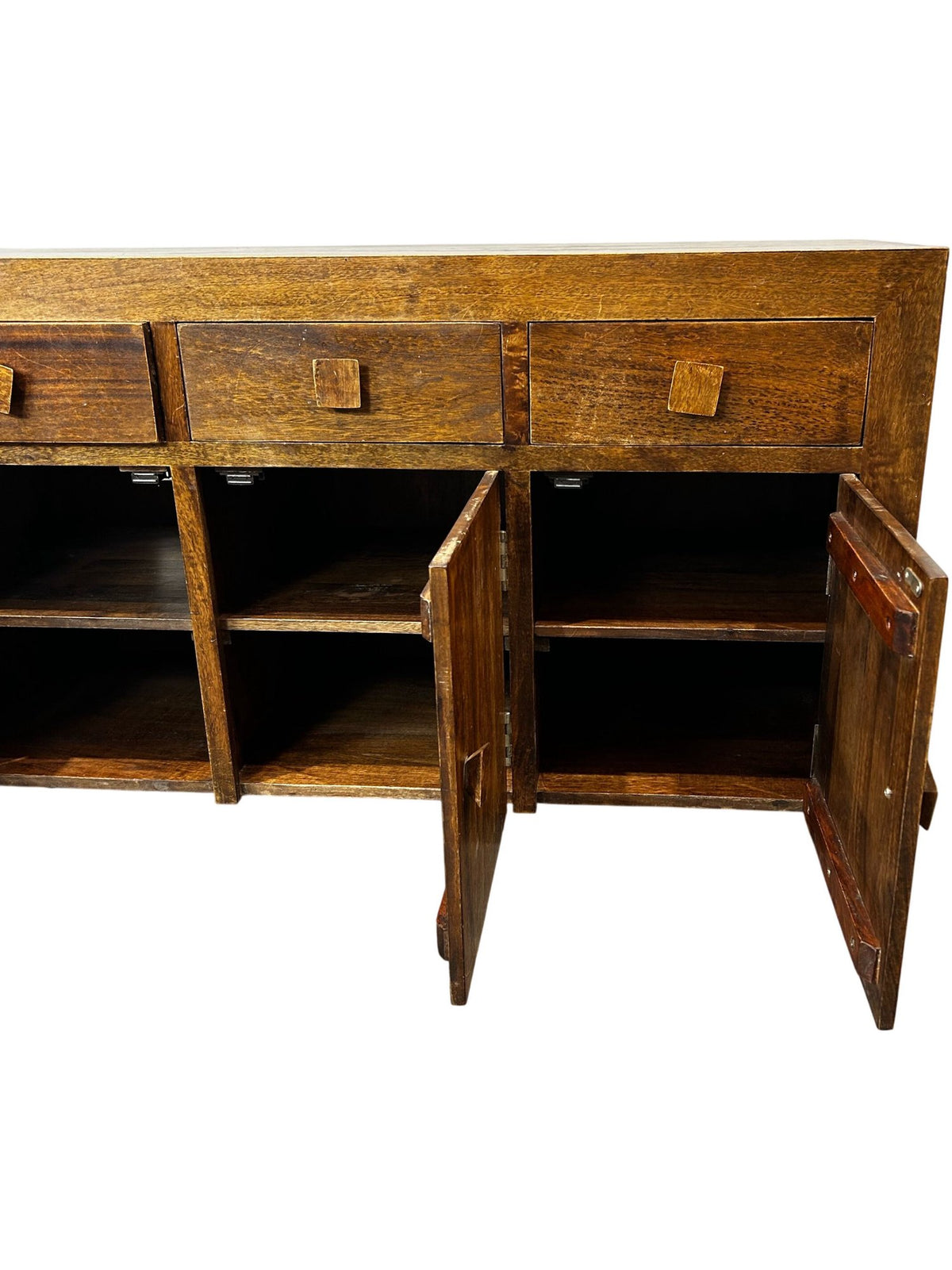 Vintage Solid Wood Sideboard with 3 Drawers & 2 Cupboards (Pre-Loved)