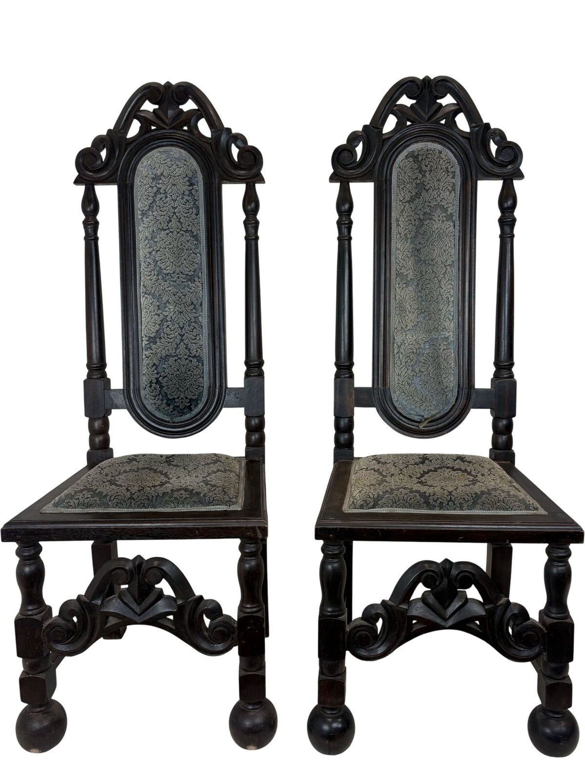 Antique Ornate Wooden Chairs Set with Upholstered Backrest (Pre-Loved)