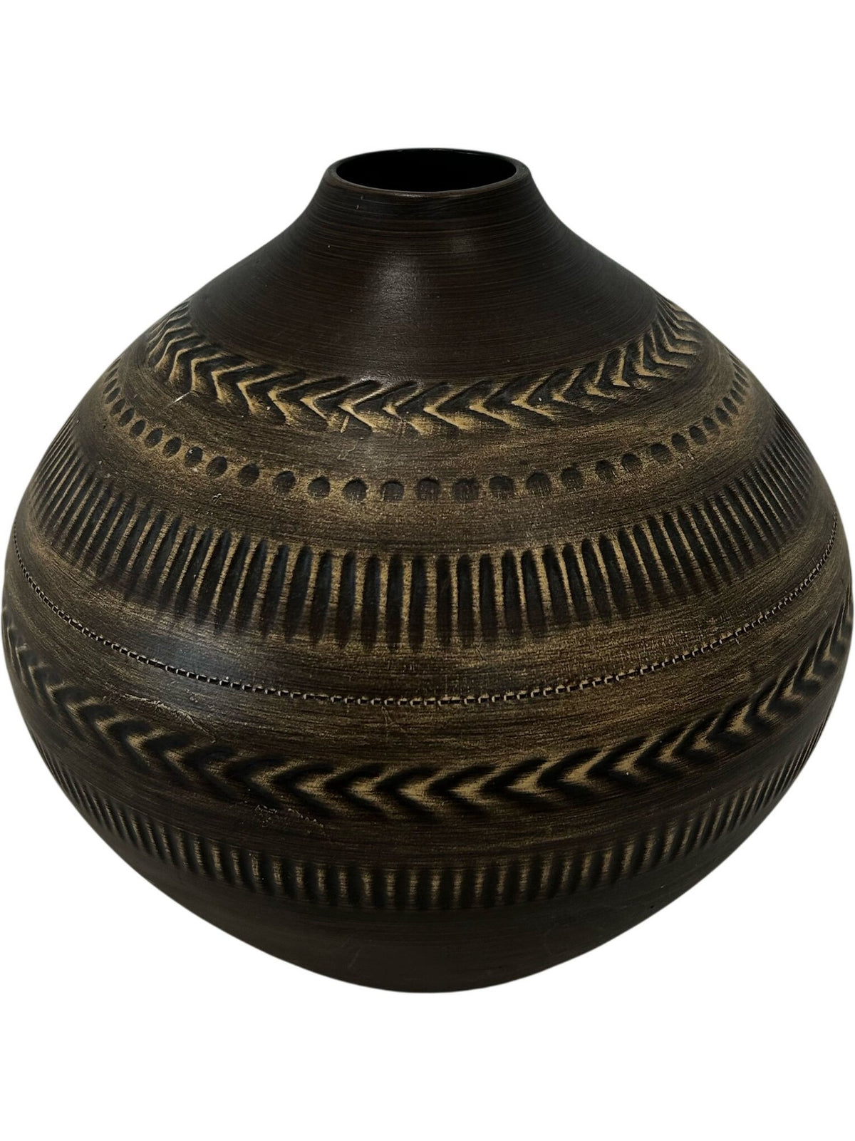 Black and Brown Geometric Ceramic Vase (Pre-Loved)