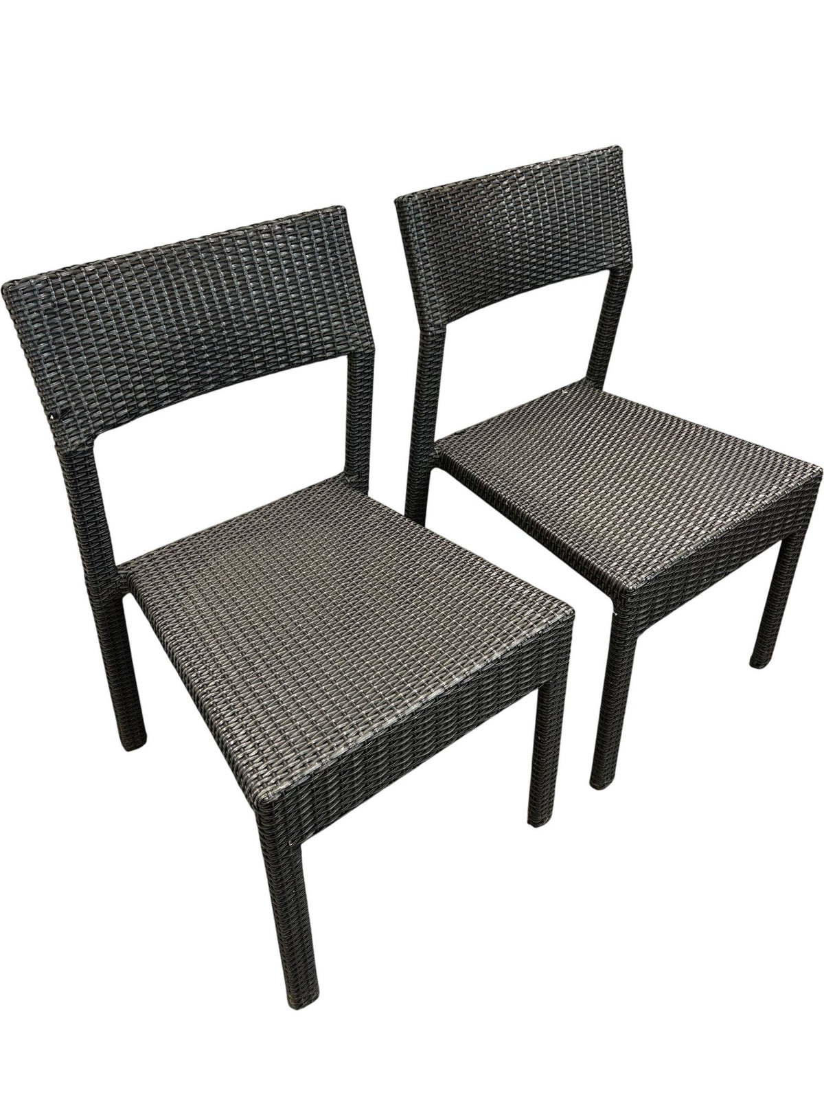 Pair of Black Rattan Effect Garden Chairs (Pre-Loved)
