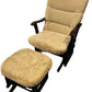 Beige Glider Rocking Chair with Matching Footstool Wooden Frame (Pre-Loved)