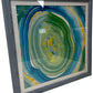 Abstract Framed Wall Art Print Blue Green Yellow Modern Square (Pre-Loved)