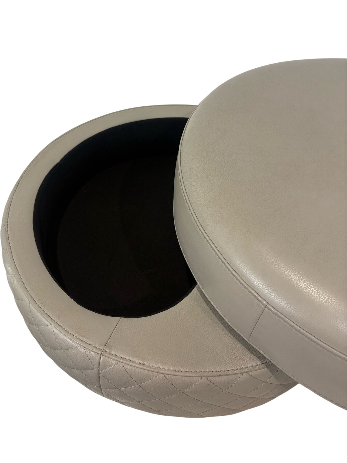 Contemporary Beige Ottoman Faux Leather (Pre-Loved)