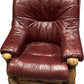 Vintage Oxblood Leather Wooden Base Armchair (Pre-Loved)