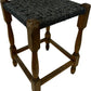 Wooden Stool Woven Rush Seat Turned Legs Square Footstool Brown (Pre-Loved)